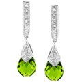 14k Gold Peridot and 1/10ct TDW Diamond Earrings