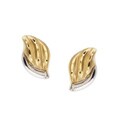 14k Yellow and White Gold Button Stud Earrings