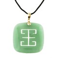 Treated Green Jade Square 'Longevity' Necklace