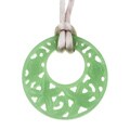 Dyed Green Jade Pendant with Beige Silk Cord