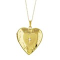 14k Gold Heart Diamond 4-photo Locket Necklace