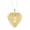 14k Two-tone Gold Keyhole Heart Locket Necklace