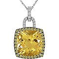 14k Gold Diamond Citrine Yellow Sapphire Necklace