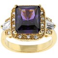 Goldtone Purple Cubic Zirconia Cocktail Ring