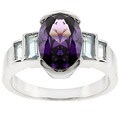 Silvertone Purple Cubic Zirconia Cocktail Ring