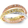 Three-tone Tri-ring Cubic Zirconia Pave Band