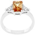 Silvertone Orange Radiant CZ Cocktail Ring