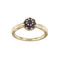 10k Yellow Gold Sapphire Flower and Diamond Ring