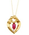 10k Yellow Gold Ruby and Diamond Necklace