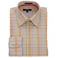 MBX Men's Tangerine Grid Long-sleeve Dress Shirt