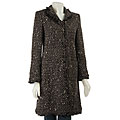 DKNY Women's Wool Ruffle Front Stand Collar Coat