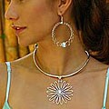 Sterling Silver Blue Topaz 'Daisy Delight' Choker (Indonesia)