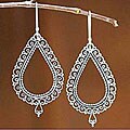 Sterling Silver 'Lace Teardrop' Earrings (Indonesia)