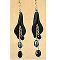 Black Lily Pearl and Onyx Earrings (India)