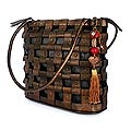 Leather 'Latitudes and Longitudes' Handbag (Mexico)