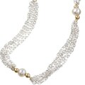 Sterling Silver Gold Bead and Pearl Necklace