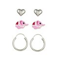 Sterling Silver Three Earrings Jewelry Set