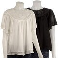 Moon Collection Short-sleeve Lace Detail Blouse
