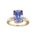 10k Gold Created Tanzalite and Diamond Ring