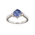 10k Gold Created Tanzalite and Diamond Ring