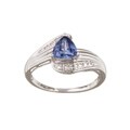 10k Gold Created Tanzalite and Diamond Ring