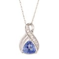10k Gold Created Tanzalite and Diamond Necklace