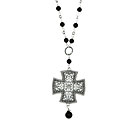 Charming Life Sterling Silver Black Onyx Ornate Cross Necklace