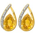 10k Gold Citrine and Diamond Accent Earrings