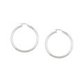 Sterling Silver 35 mm Diamond-cut Hoop Earrings