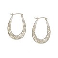 Sterling Silver Scroll Design Hoop Earrings