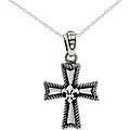 Sterling Silver Fleur de Lys Design Cross Necklace