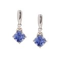 10k Gold Created Tanzalite and Diamond Earrings