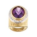 14k Gold Amethyst and 1/2ct TDW Diamond Ring (H, I1)