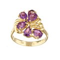 14k Yellow Gold Amethyst and Diamond Cluster Ring