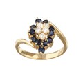 14k Gold Sapphire 1/3ct TDW Diamond Cluster Ring