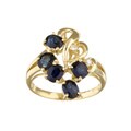 14k Yellow Gold Sapphire and Diamond Cluster Ring