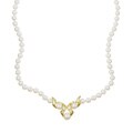 14k Gold Pearl and 1/5ct TDW Diamond Necklace