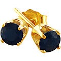 14k Yellow Gold Blue Sapphire Stud Earrings