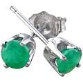 14k White Gold Emerald Stud Earrings