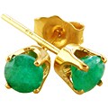 14k Yellow Gold Emerald Stud Earrings