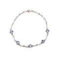 10k Gold Created Tanzalite and Diamond Bracelet