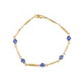 10k Gold Created Tanzalite and Diamond Bracelet