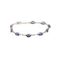 10k Gold Created Tanzalite and Diamond Bracelet