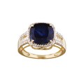 10k Gold Created Sapphire and Diamond Ring
