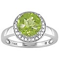 14k White Gold 1/10ct Diamond and Peridot Ring