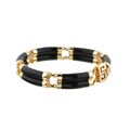 14k Yellow Gold Double Row Black Jade Bracelet