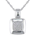 10k White Gold and Diamond Square Necklace