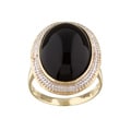 14k Gold Onyx and Diamond Accent Cocktail Ring