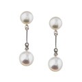 14k Gold Freshwater Pearl and Diamond Earrings