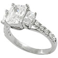 Sterling Silver CZ Three-stone Solitaire Ring